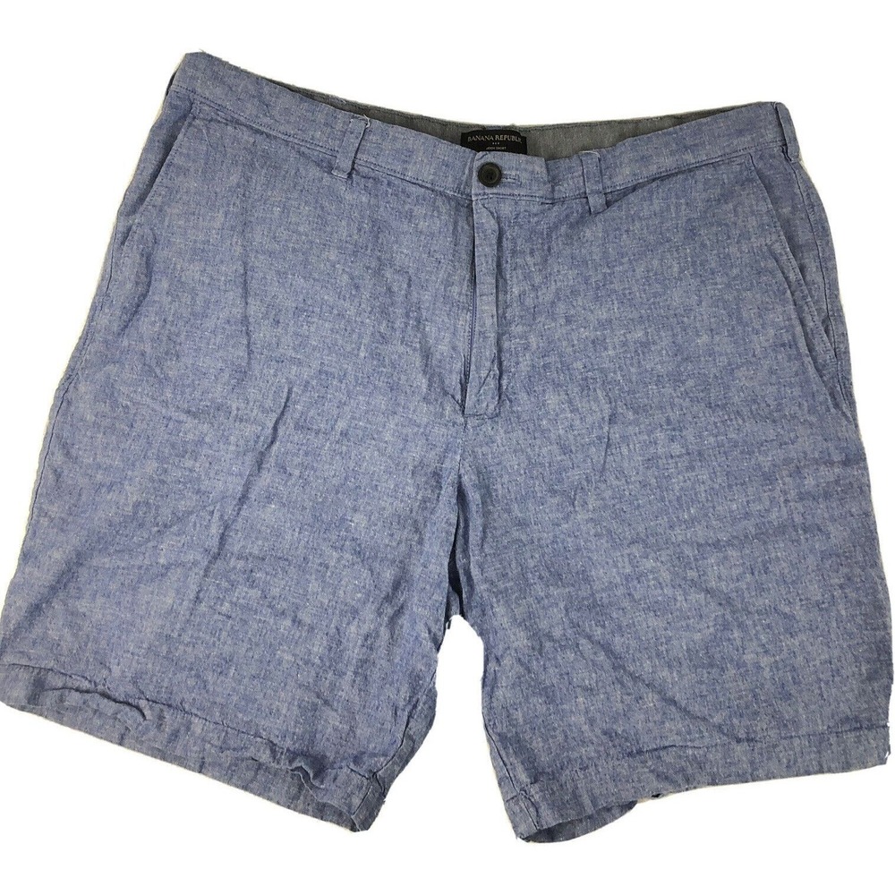 BANANA REPUBLIC AIDEN SHORT LINEN / COTTON BLEND LIGHT BLUE Sz 38‎ INSEAM 9"